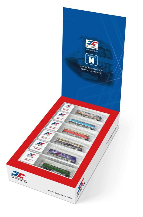 Jägerndorfer JC60102 ÖBB Displaybox mit 12 E-Loks 1042/1142  Ep. III -